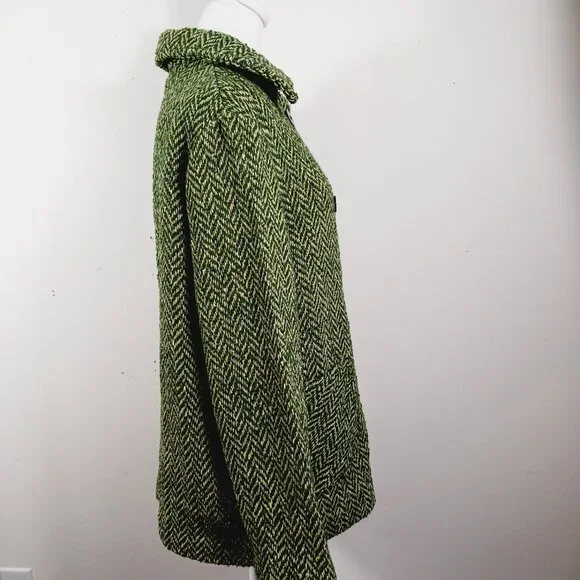 Boyne Valley Weavers Ireland, Dbl. Breasted Green/Cream Herringbone Tweed Jacket - Picture 8 of 16